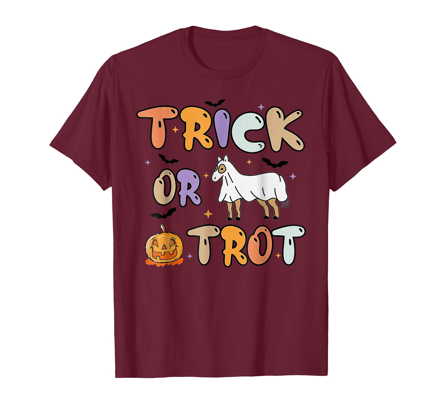 Trick Or Trot Halloween Pumpkin Ghost Horse T-Shirt