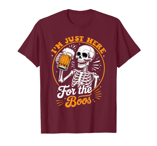 I'm Just Here for The Boos Halloween Costume Skeleton Cute T-Shirt
