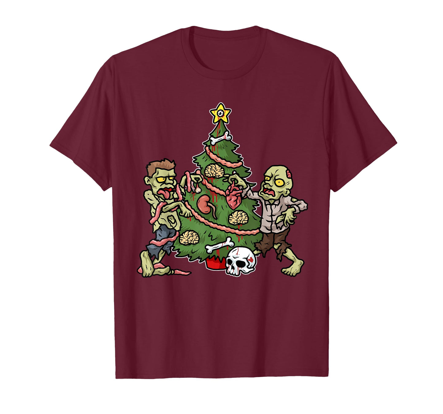Christmas Zombie Shirt Kids Christmas Tree Gift Men Zombies T-Shirt