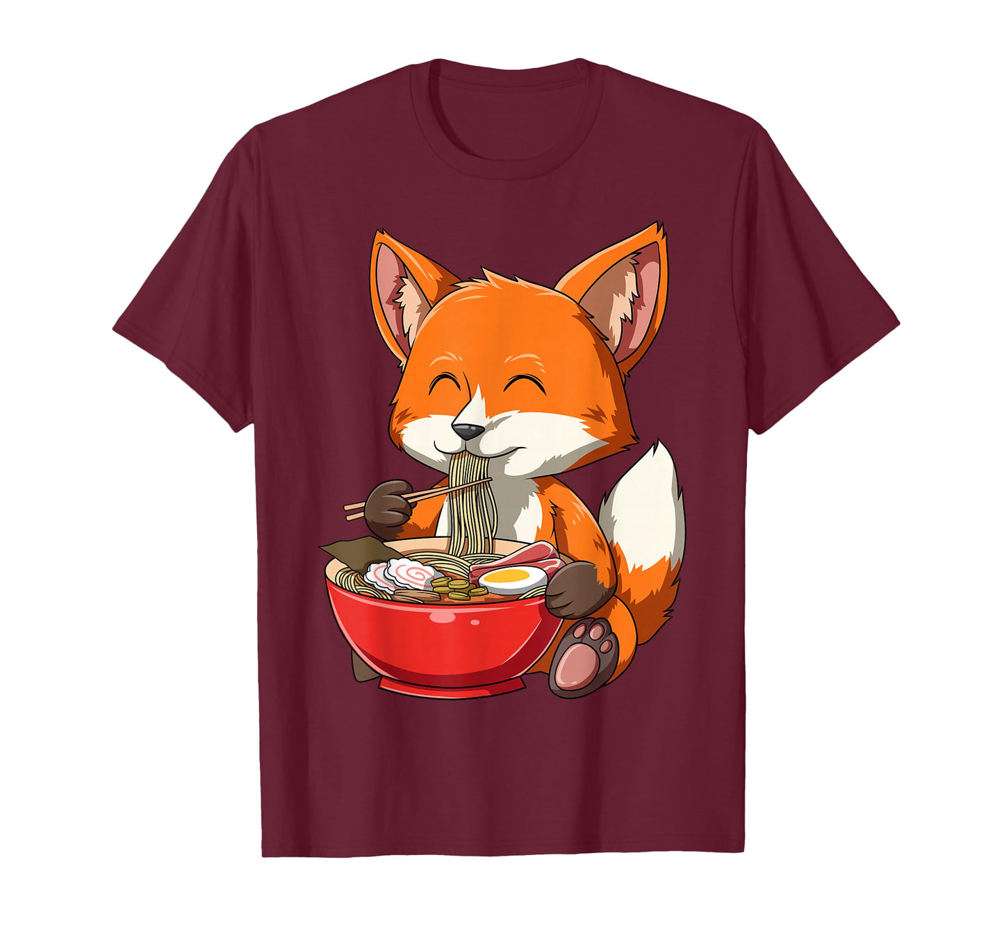 Fox Eating Ramen Ramen Noodle Lovers Fox Themed Gift T-Shirt