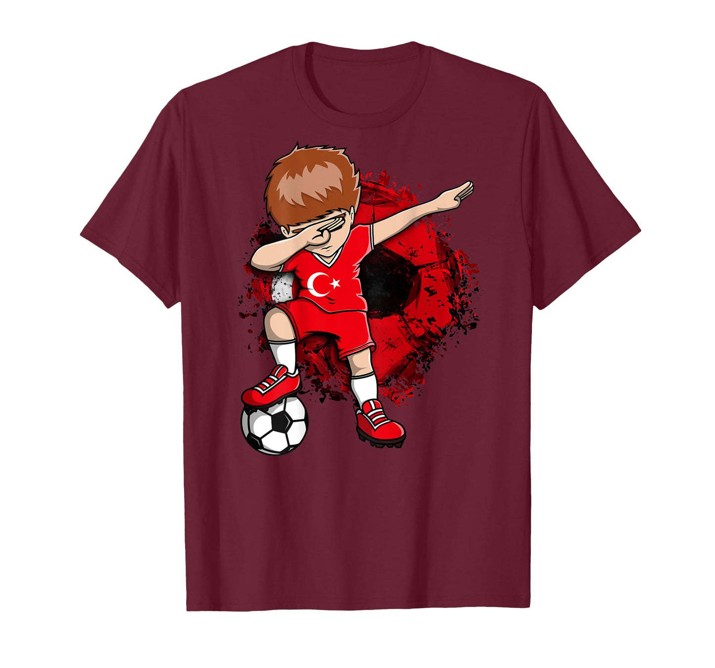 Dabbing Soccer Boy Turkey Jersey Turkish Football Lovers Art T-Shirt