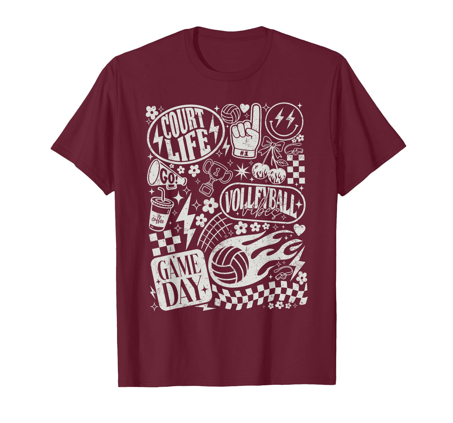 Retro Checkered Volleyball Game Day Men Women Kids T-Shirt