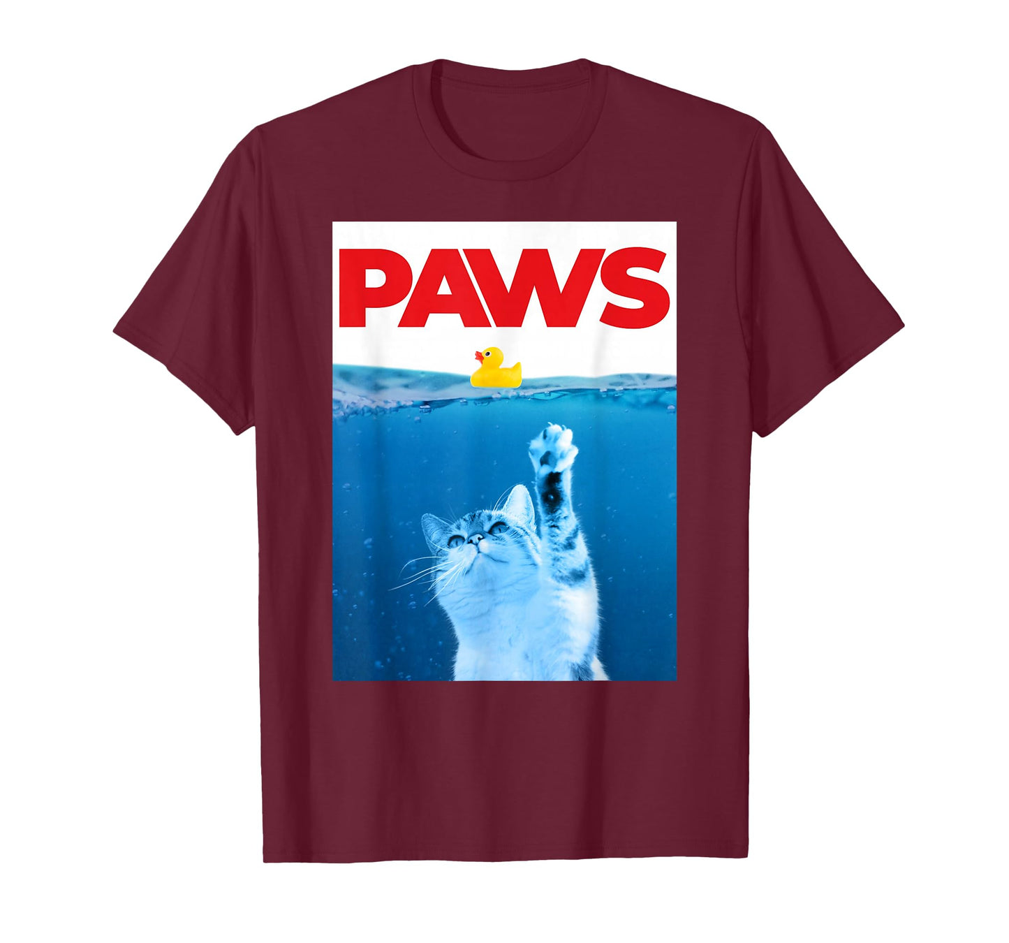 PAWS Cat Yellow Rubber Duck Paws Parody Funny Cat Lover T-Shirt