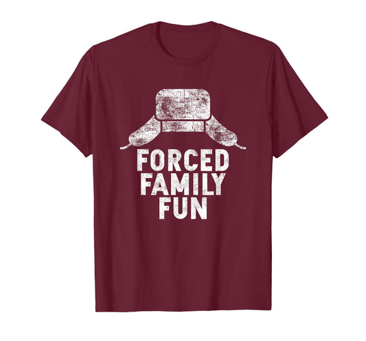 Forced Family Fun Holiday Apparel and Gift Unisex-Adults Red Thanksgiving T-Shirt