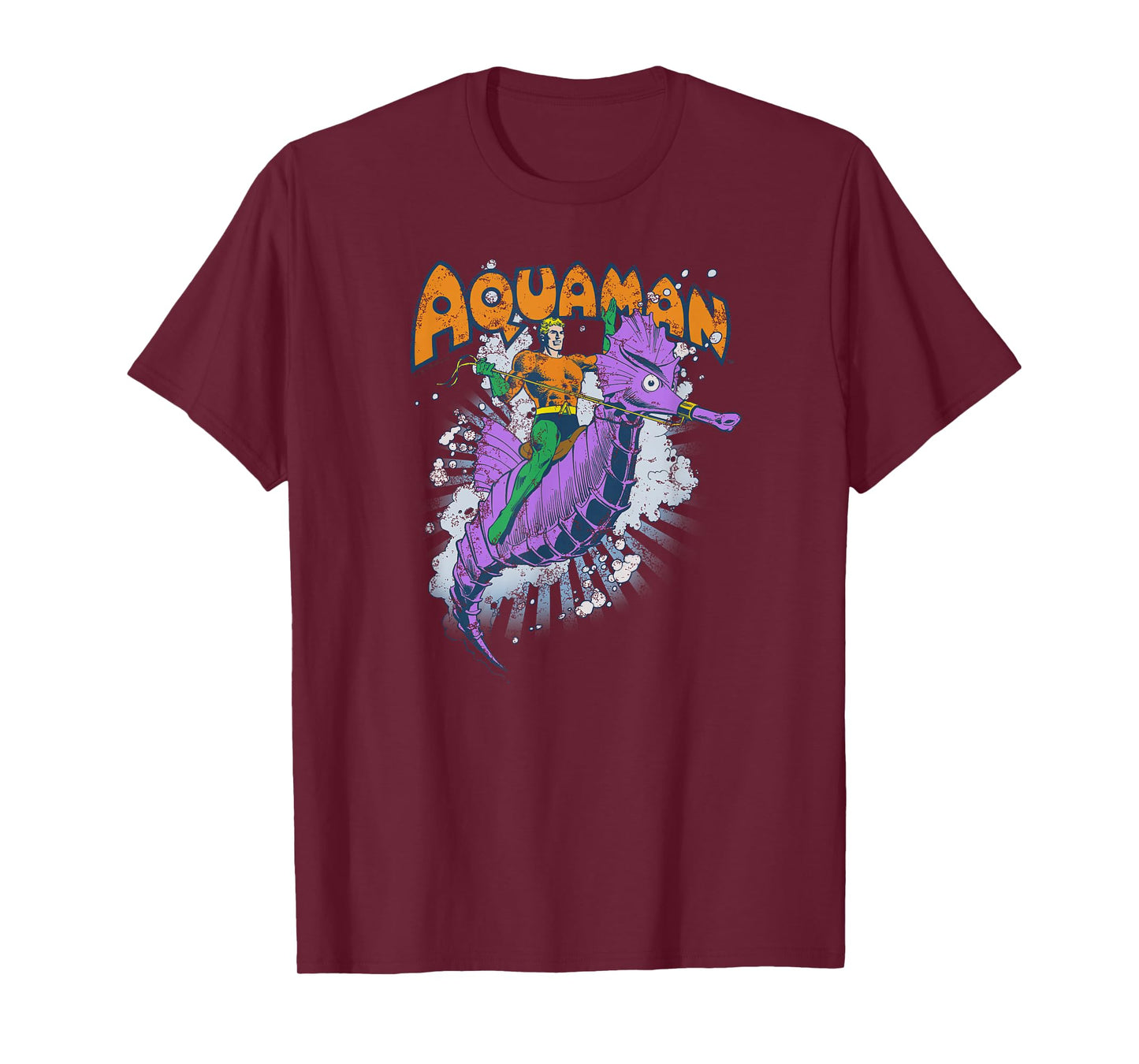 DC Comics Aquaman Ride Free Unisex-Adults T-Shirt, Blue, Small, Short Sleeve, Classic Fit