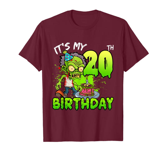 It's My 20th Birthday Zombie Lover 20 Year Old Boys Girls T-Shirt
