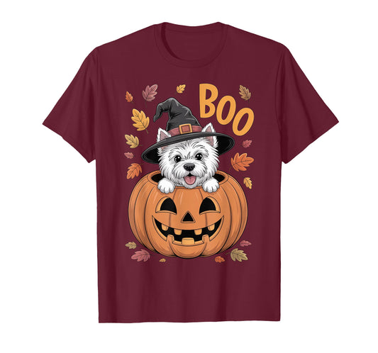 Westie Costume Pumpkin Halloween West Highland White Terrier T-Shirt