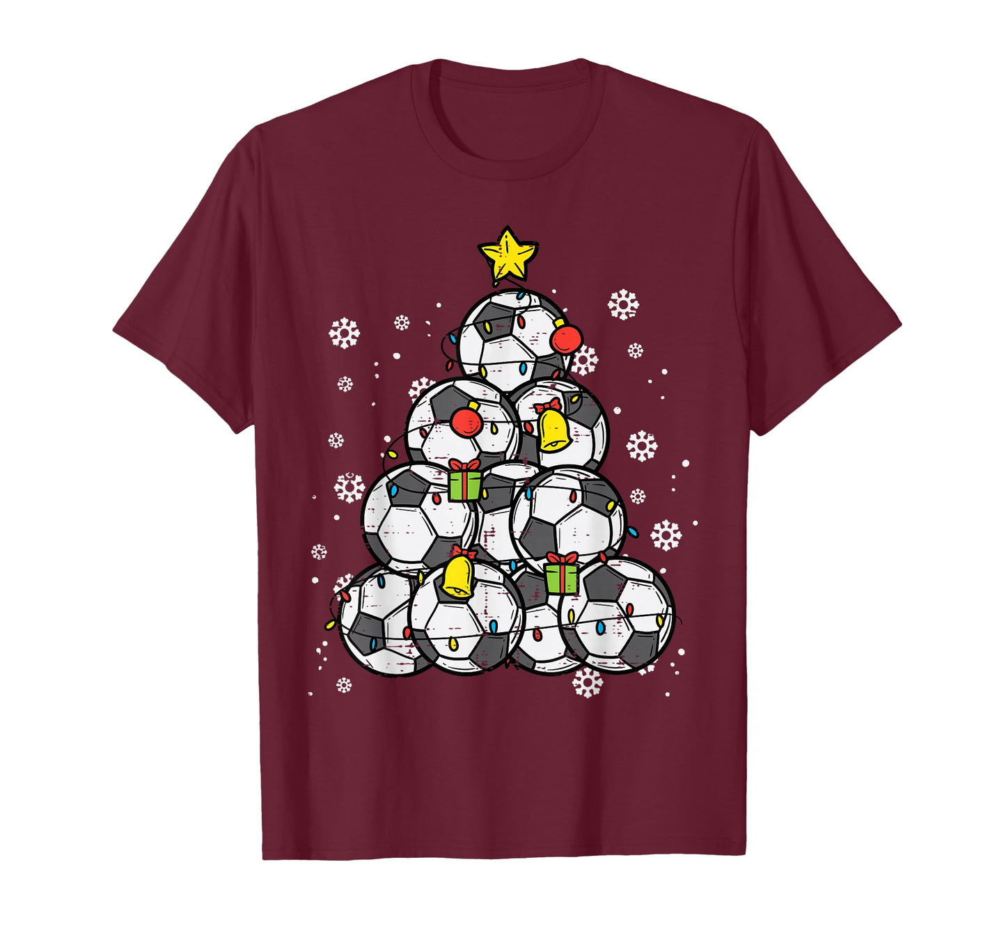 Soccer Christmas Tree Xmas Pajamas PJs Player Boys Girls T-Shirt