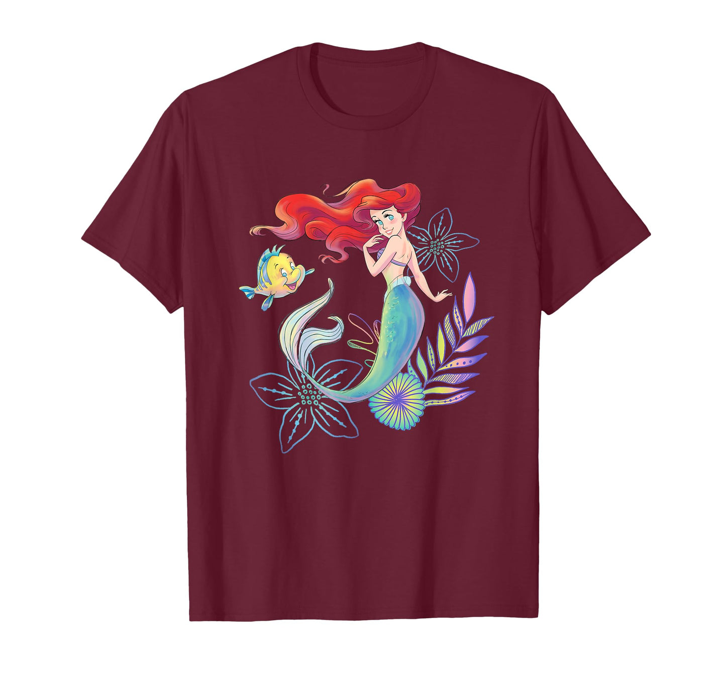 Disney The Little Mermaid Ariel and Flounder Sea T-Shirt