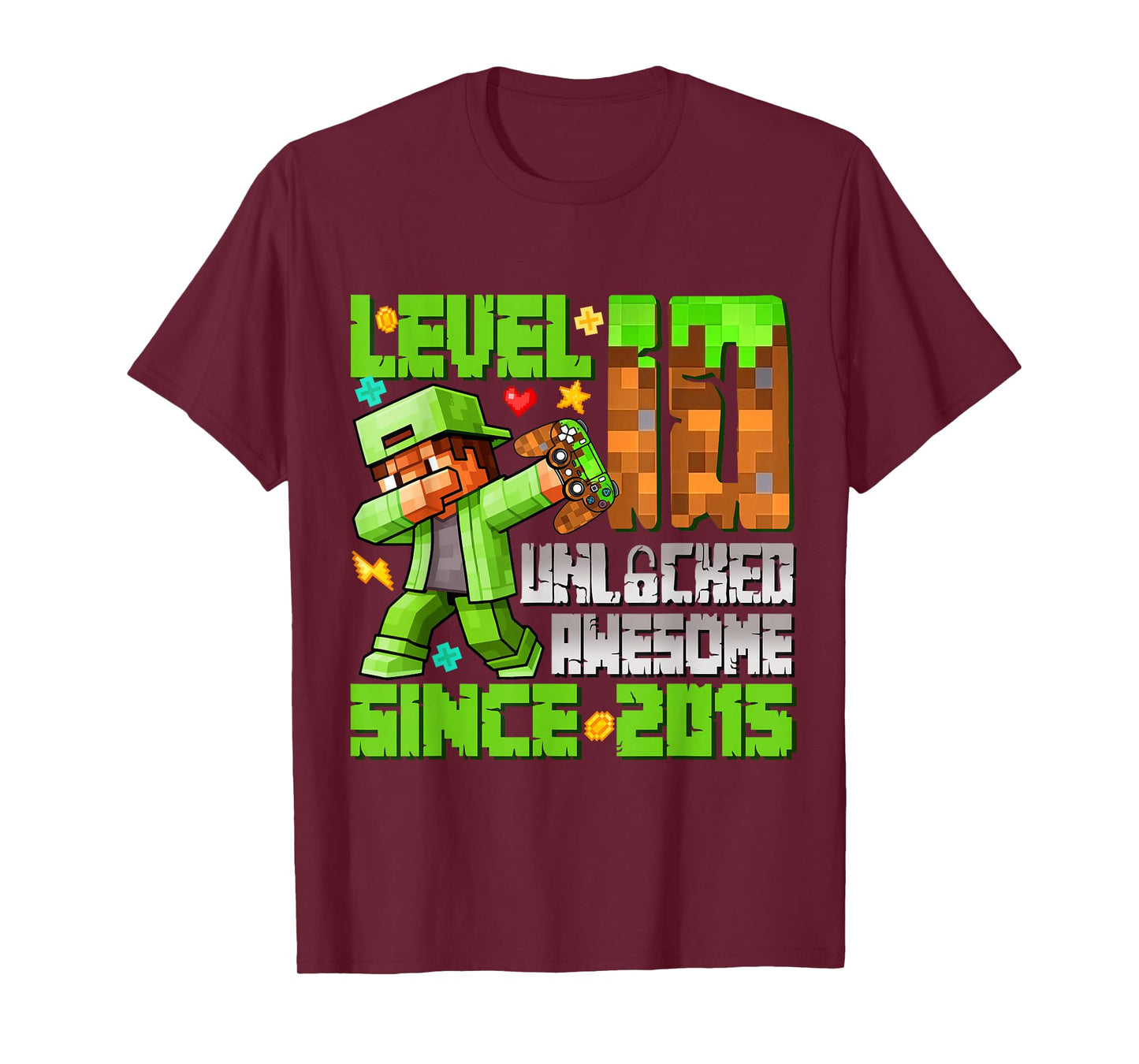Level 10 Unlocked Awesome Since 2015 10th Birthday Gamer T-Shirt