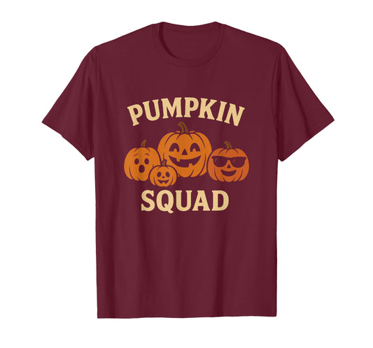 Pumpkin Squad Funny Halloween Jack-O’-Lantern Ghost Design T-Shirt