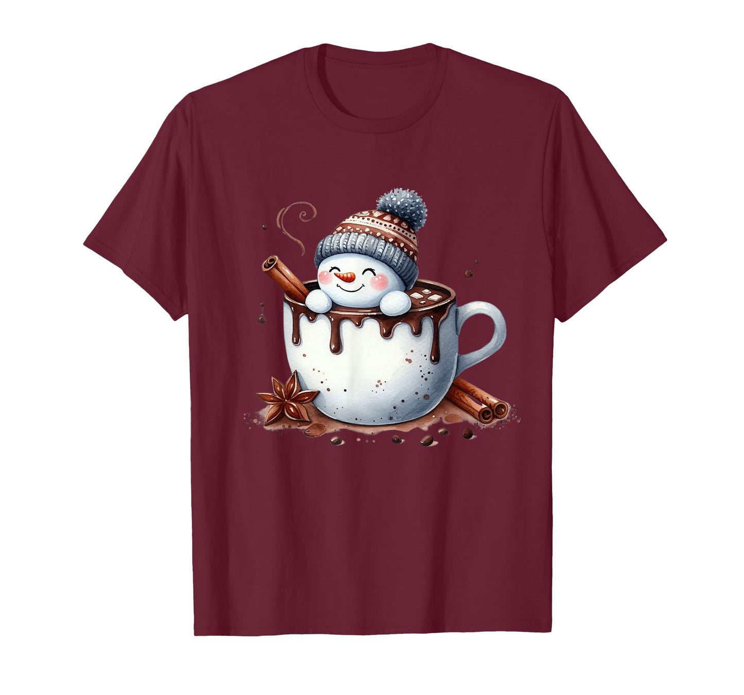 Cute Christmas Hot Chocolate Snowman T-Shirt