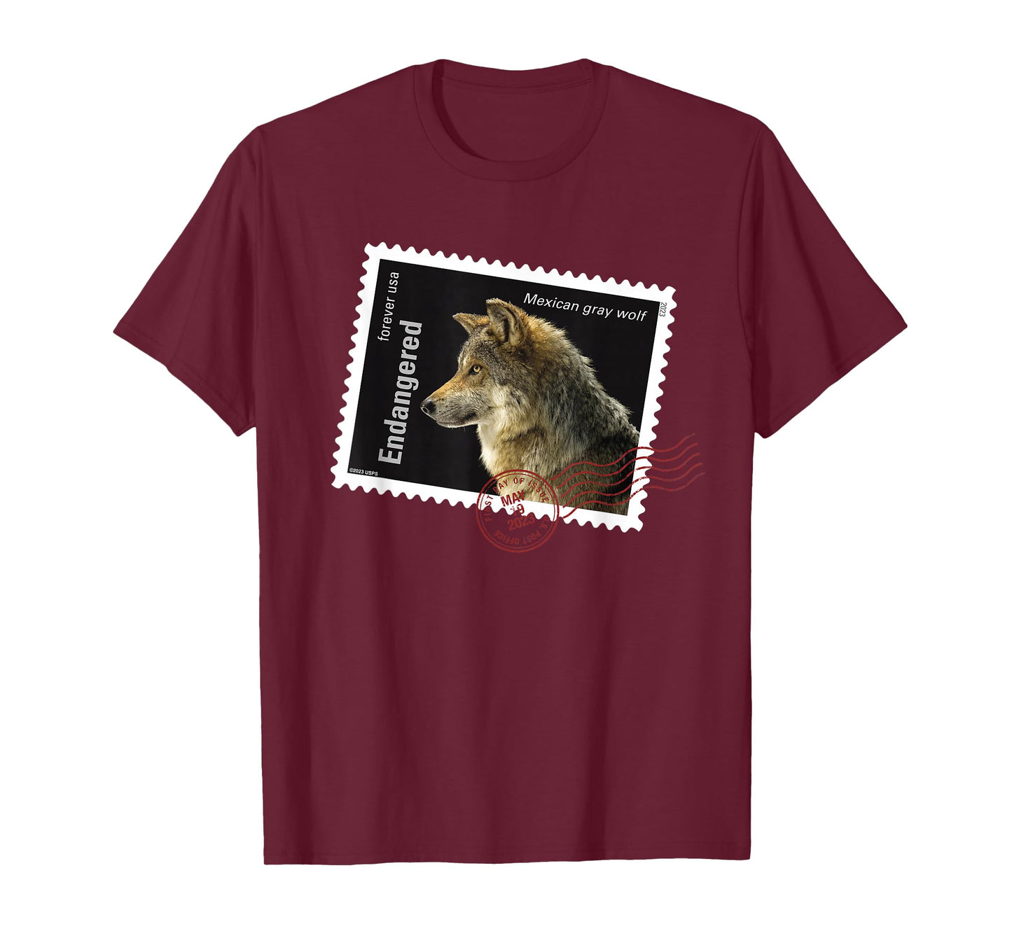 USPS Endangered Species Mexican Gray Wolf Postmark T-Shirt