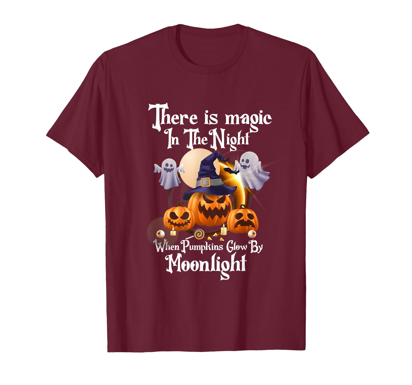 Magic In The Night Pumpkins Glow-Moonlight Halloween Ghost T-Shirt