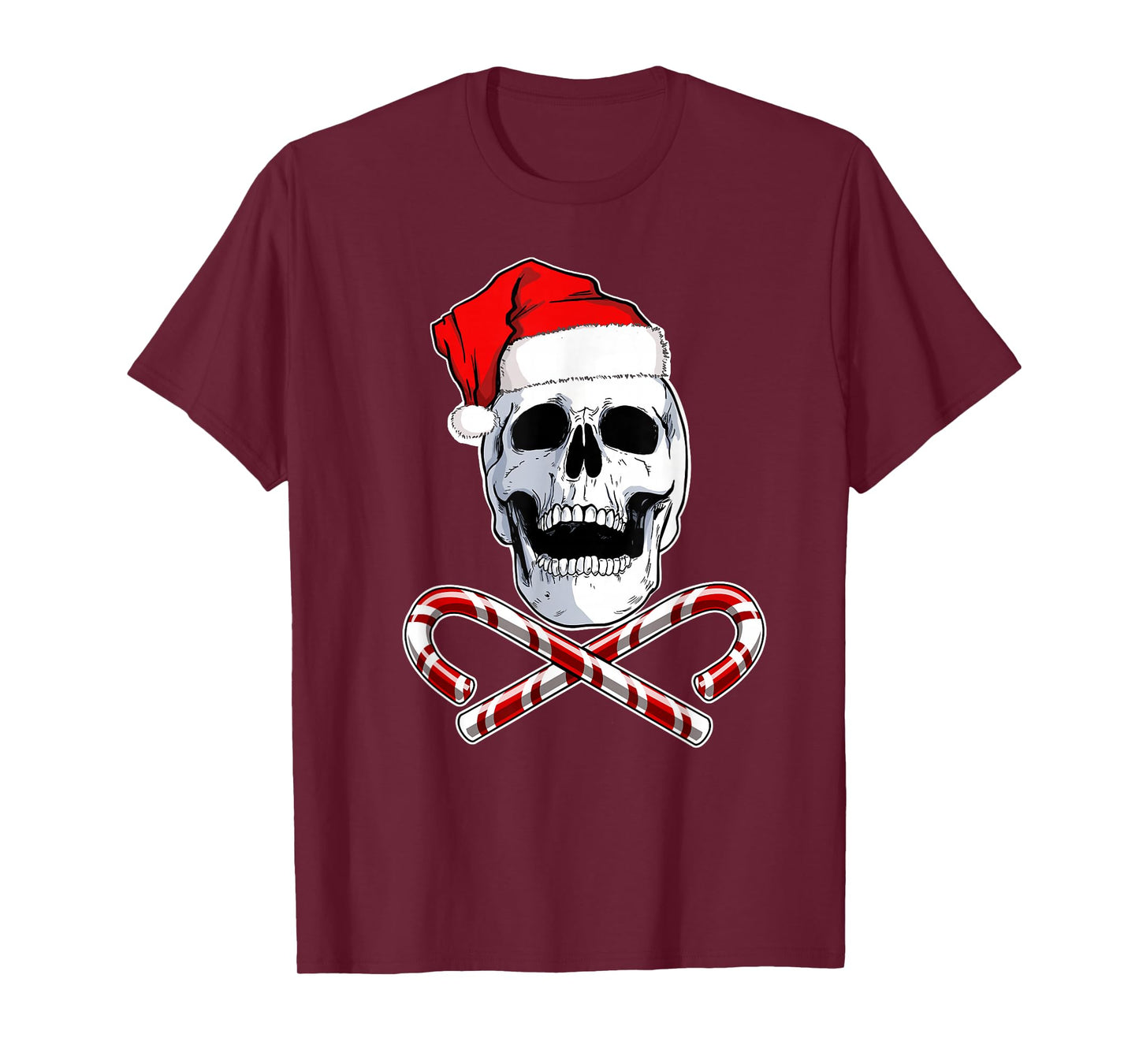 Santa Skull and Crossbones Metal Christmas T-Shirt
