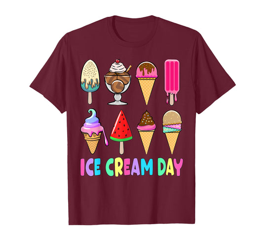 Ice Cream Day Shirt Toddler Ice Cream Party Women Men Kids T-Shirt