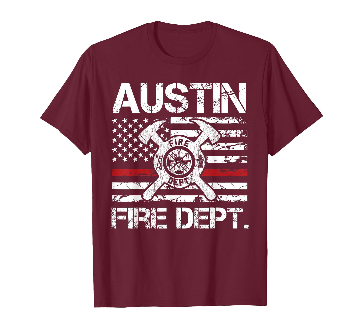 Austin Texas Fire Department Thin Red Line Logo T-Shirt