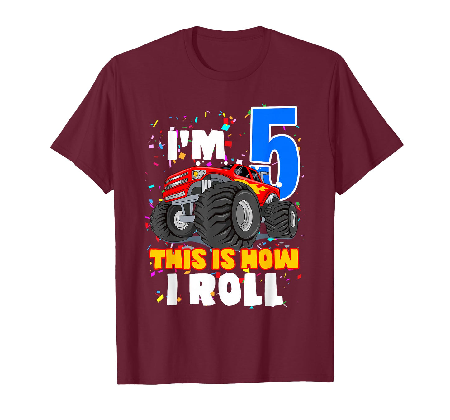 Boys 5 Years Old 5th Birthday Boy Monster Truck Offroad Party T-Shirt