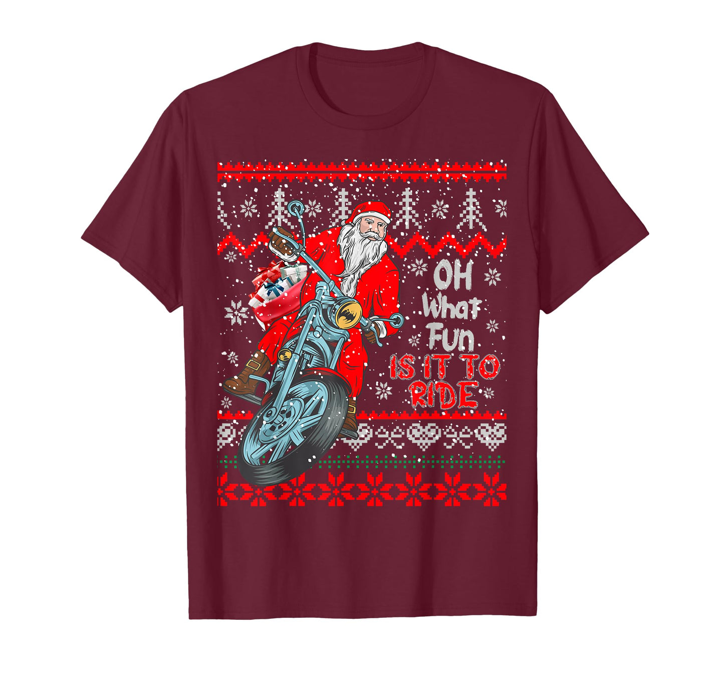 "Biker Santa" Motorcycle Ugly Christmas Sweater T-Shirt