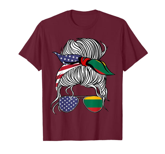 American Lithuanian Patriot Flag Women Girl Lithuania Grown T-Shirt