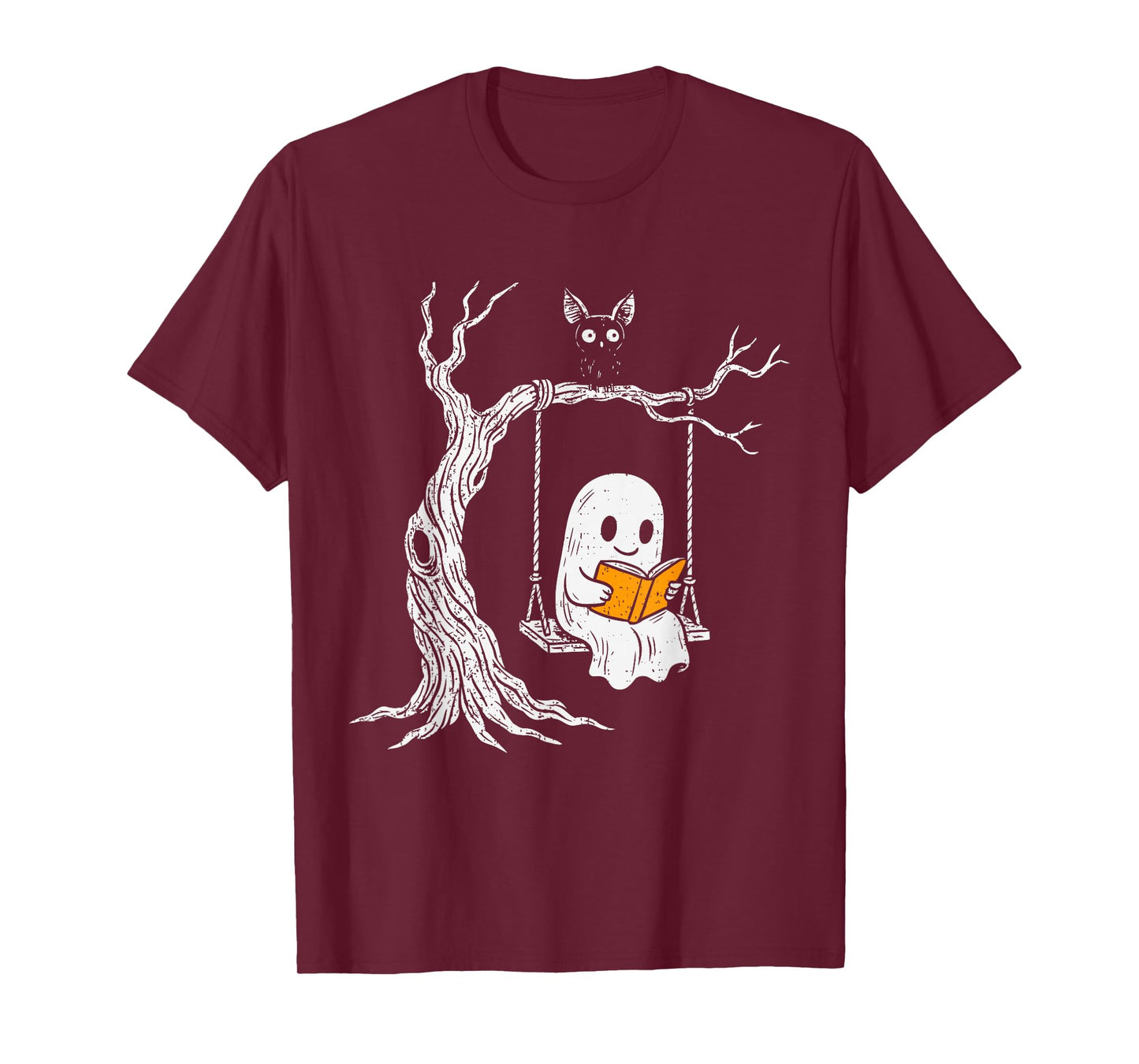 Ghost Reading Book Halloween Librarian Teacher Book Lover T-Shirt