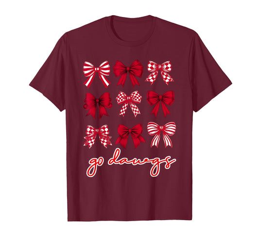 Go Dawgs Coquette Bow Go Dawgs Highschool Football Spirit T-Shirt