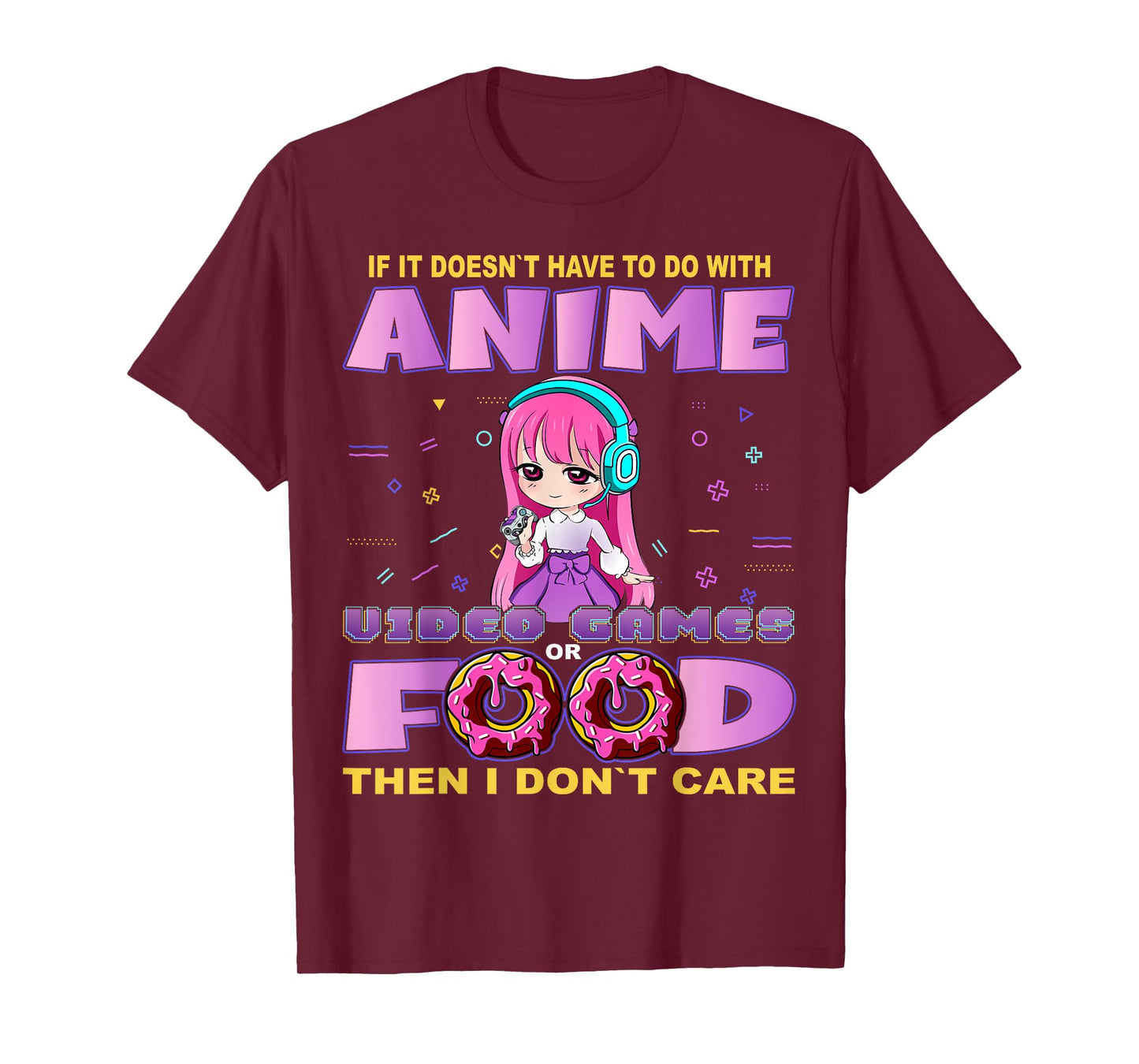 Funny Anime and Video Games Food Chibi Gaming Donut T-Shirt