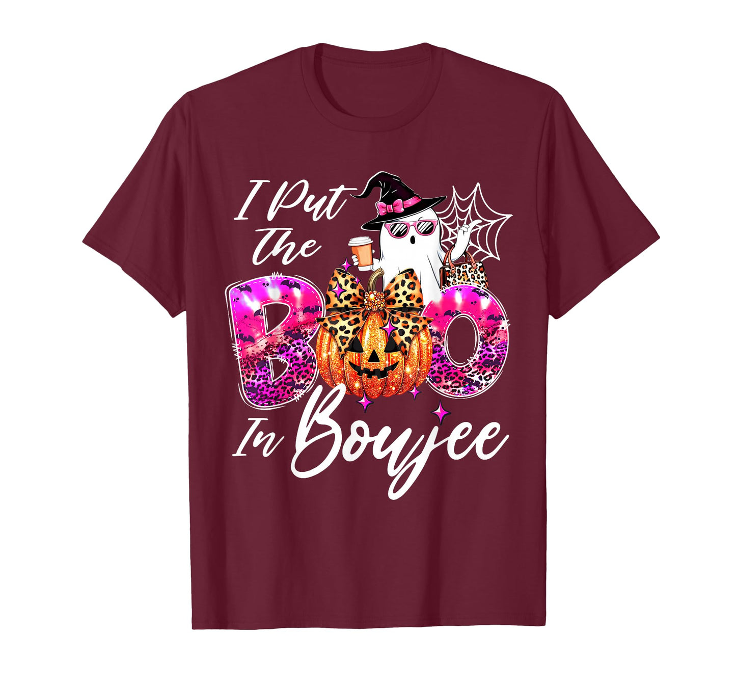 I Put The Boo in Boujee Cute Leopard Boujie Ghost Halloween T-Shirt
