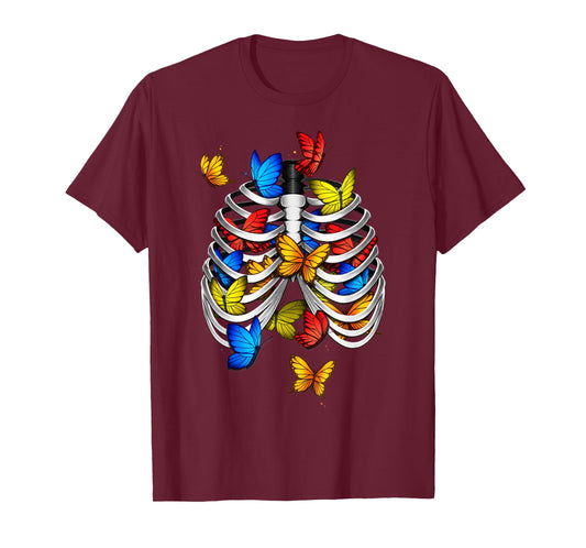 Butterflies In My Stomach Rib Cage X-Ray Anatomy Butterfly T-Shirt