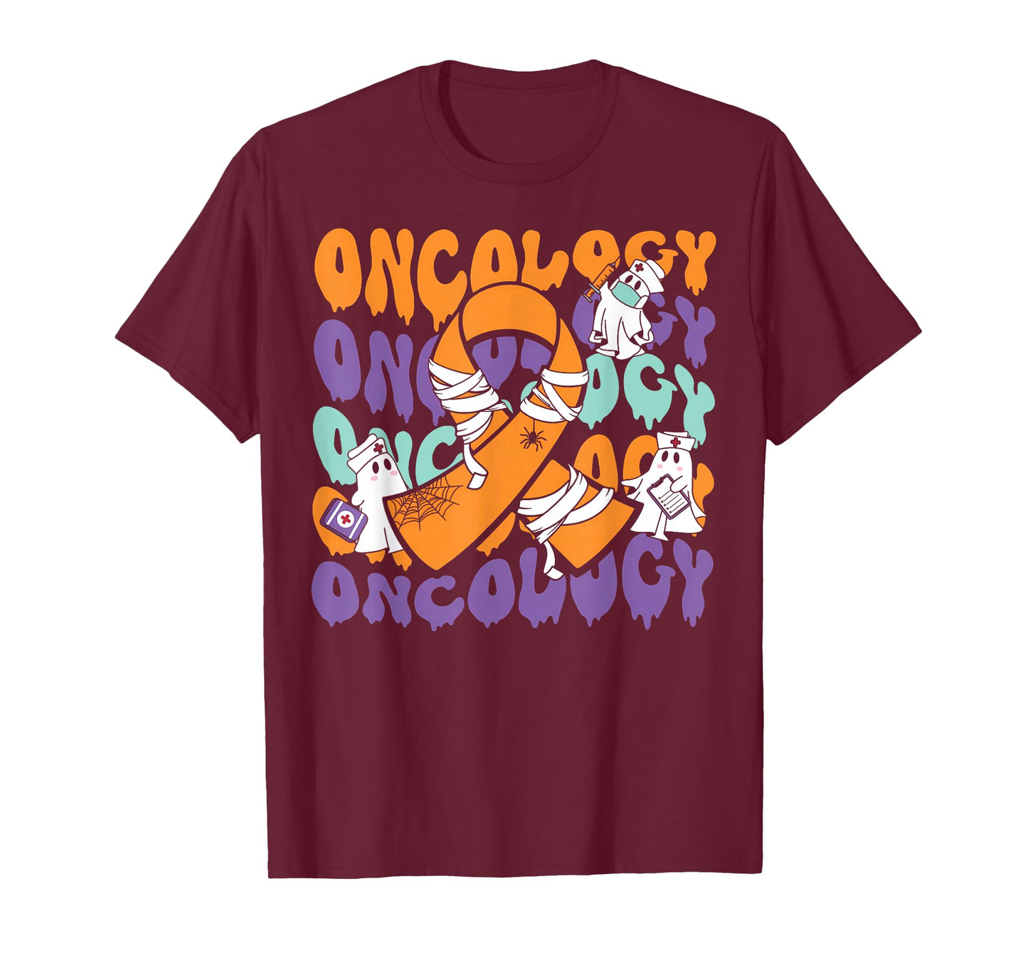 Oncology Nurse Halloween Ribbon Heme Onc RN Cancer Awareness T-Shirt