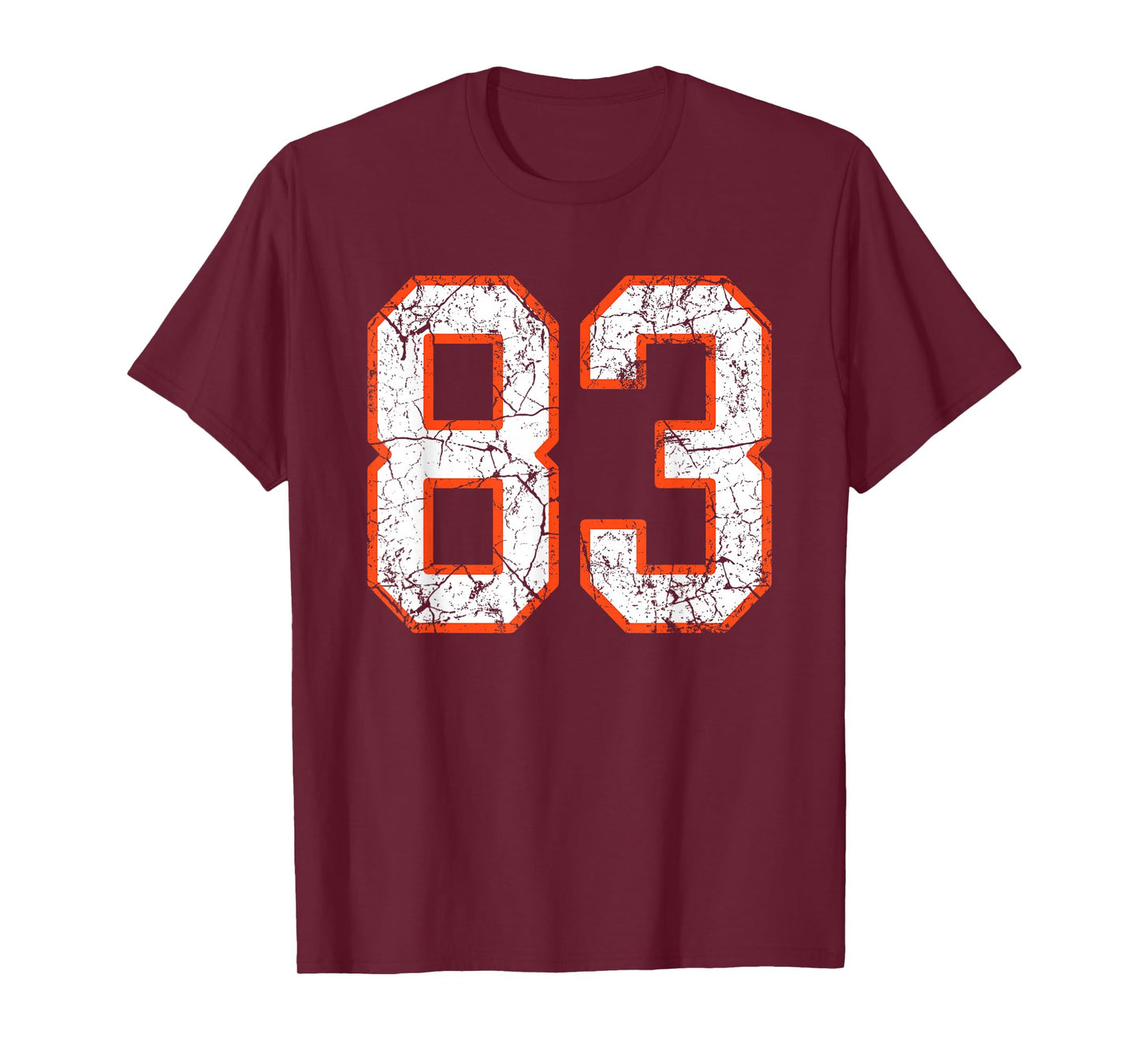 Orange and White Sports Number 83 Jersey Uniform Player Fan T-Shirt