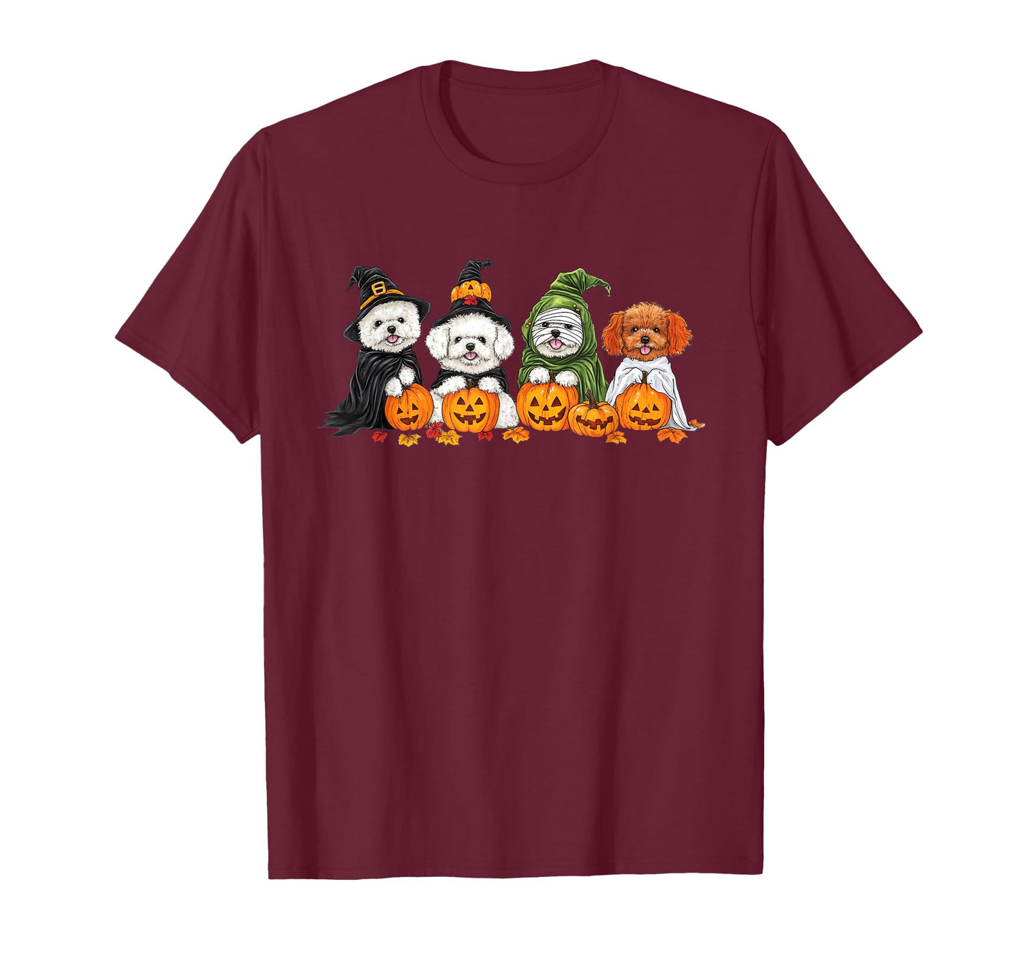 Cute Fall Bichon Frise Dog Owner Halloween T-Shirt