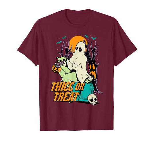 Thicc or Treat Halloween Lady Ghost Sexy Pinup BBW T-Shirt