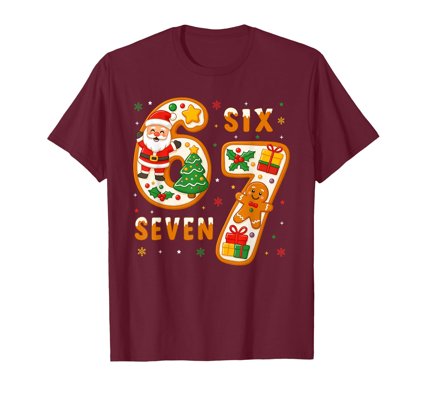 Funny Six Seven 67 Meme 6 7 Santa Christmas Pajamas Kids T-Shirt