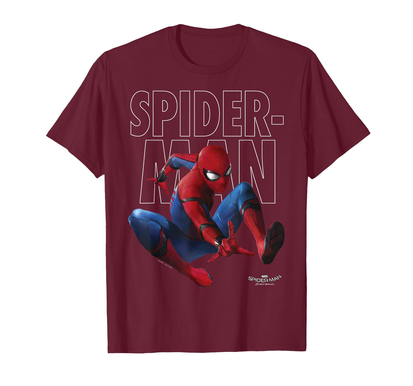 Marvel Spider-Man Homecoming Outlined Epic Jump Pose T-Shirt Small