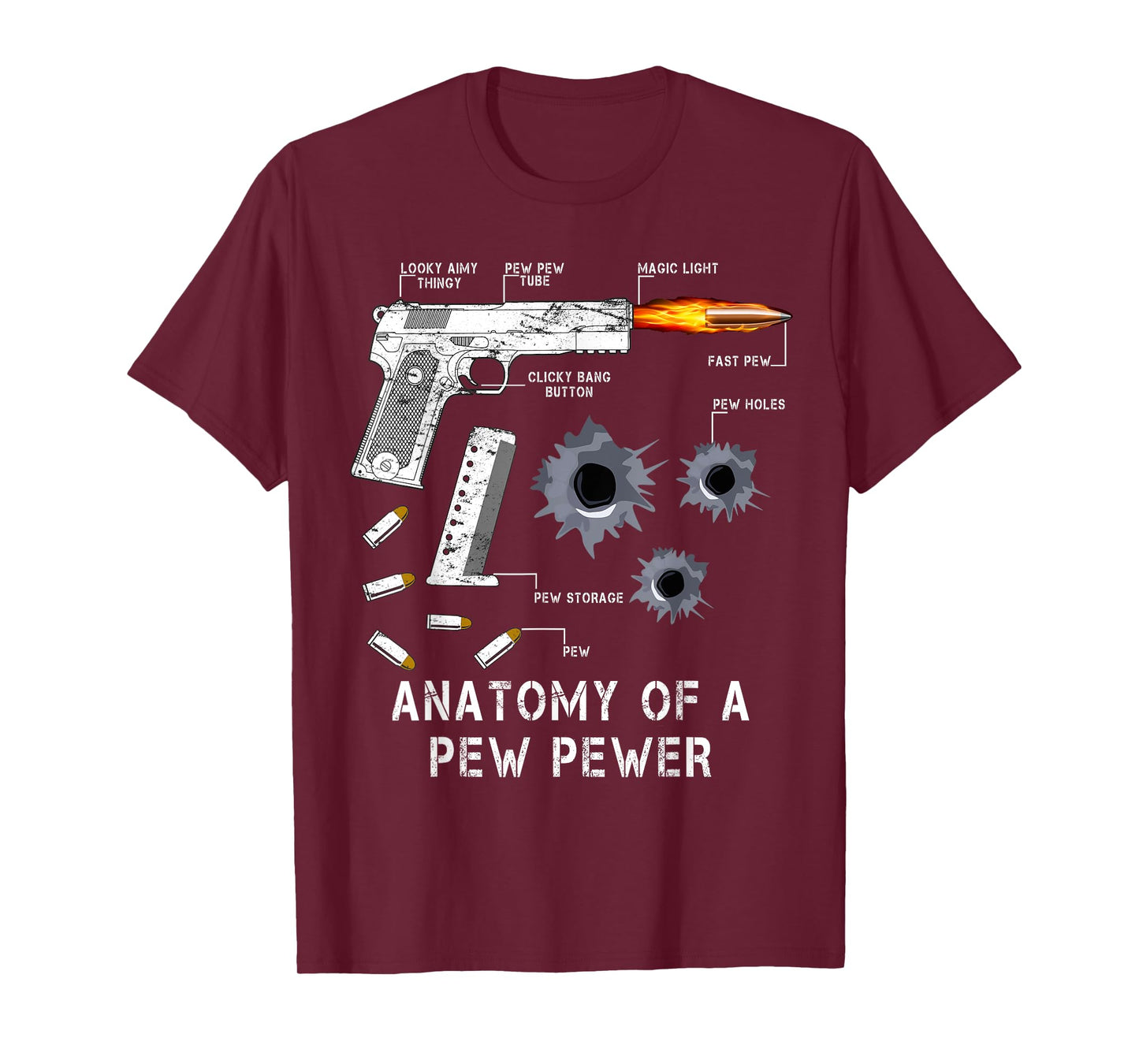 Anatomy Of A Pew Pewer | 2nd Amendment Funny Gun Gift Tee T-Shirt