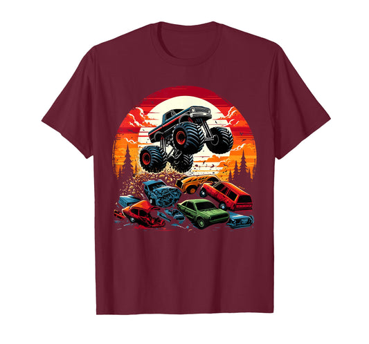 Monster Trucks Birthday Party Retro Monster Truck T-Shirt
