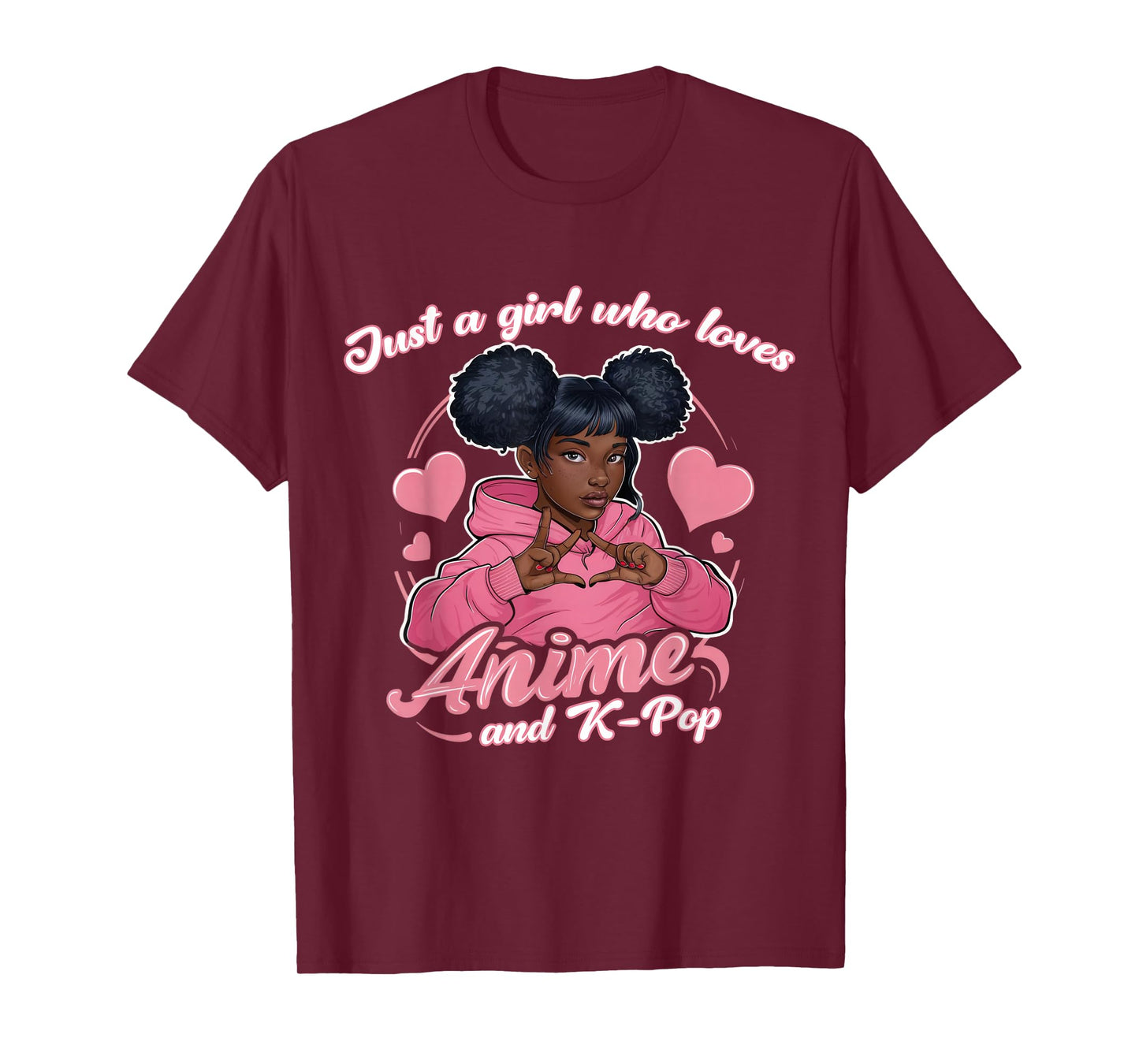 Just A Girl Who Loves Anime And K-Pop African American Afro T-Shirt