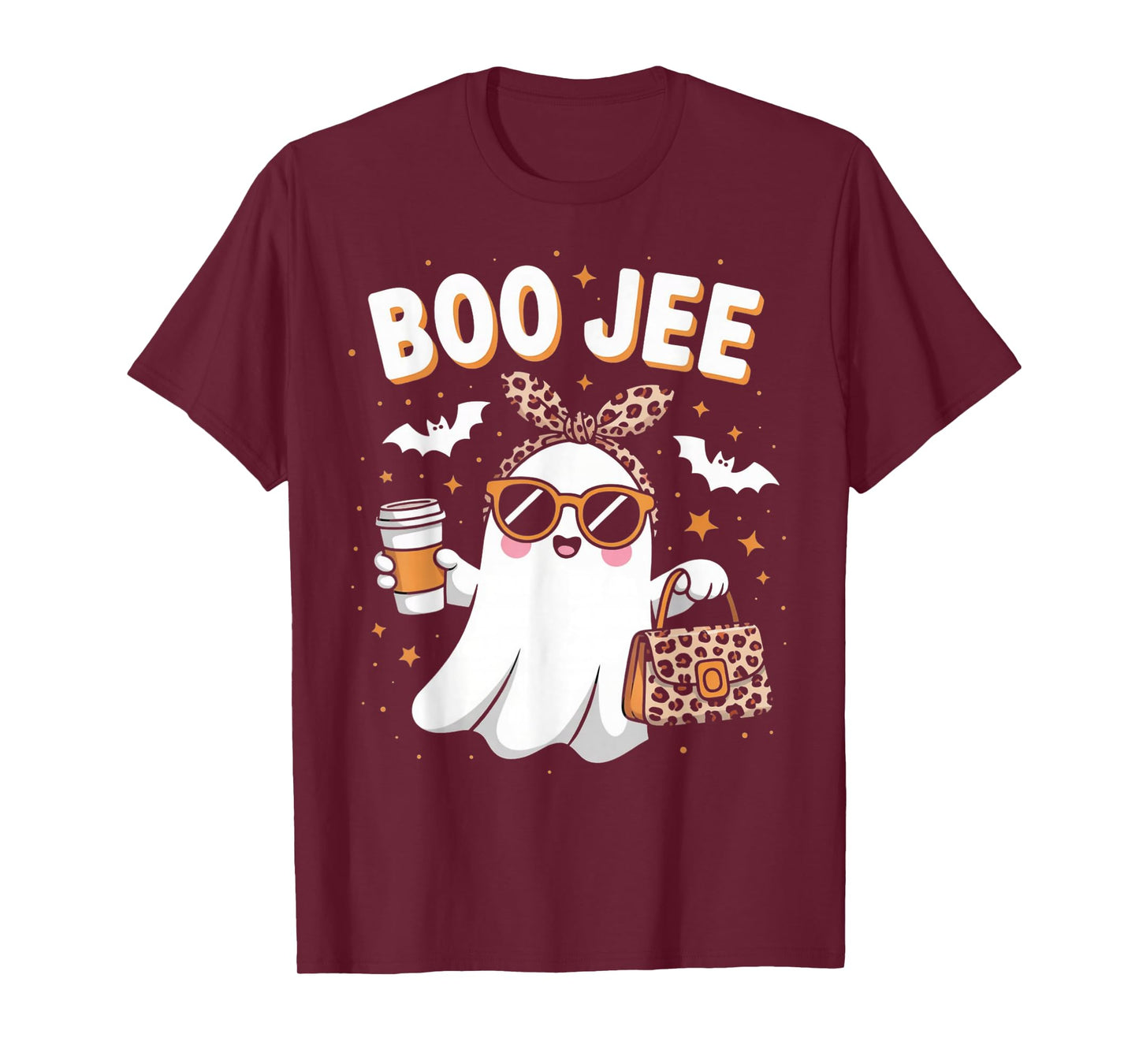 Boo JEE Coquette Leopard Boujee Halloween Ghost T-Shirt