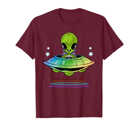 Kids Gift Idea Cute UFO Alien T-Shirt