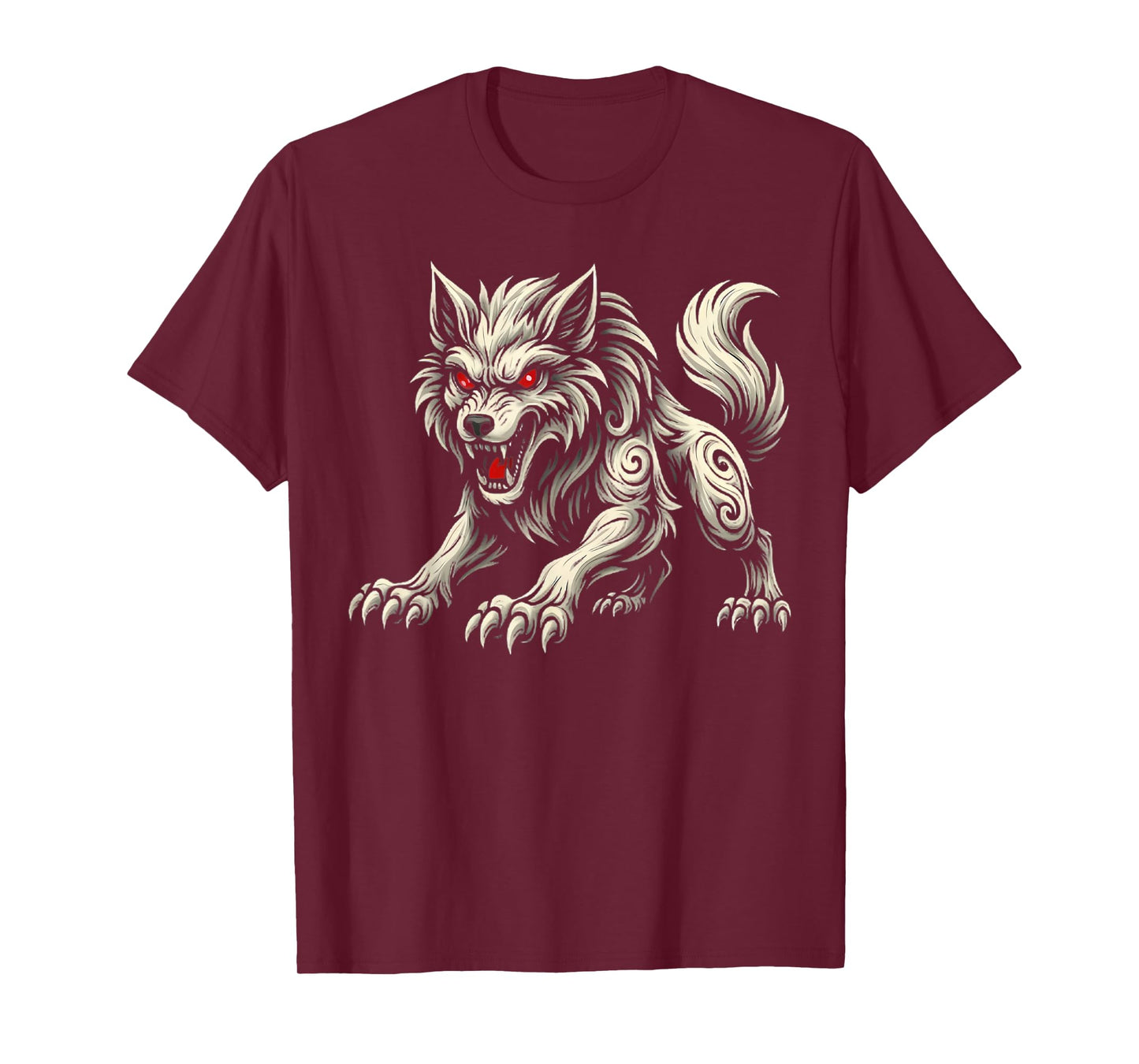 Wolf Black Aggressive Wolf Red Eyes Werewolf Tee Men Boys T-Shirt