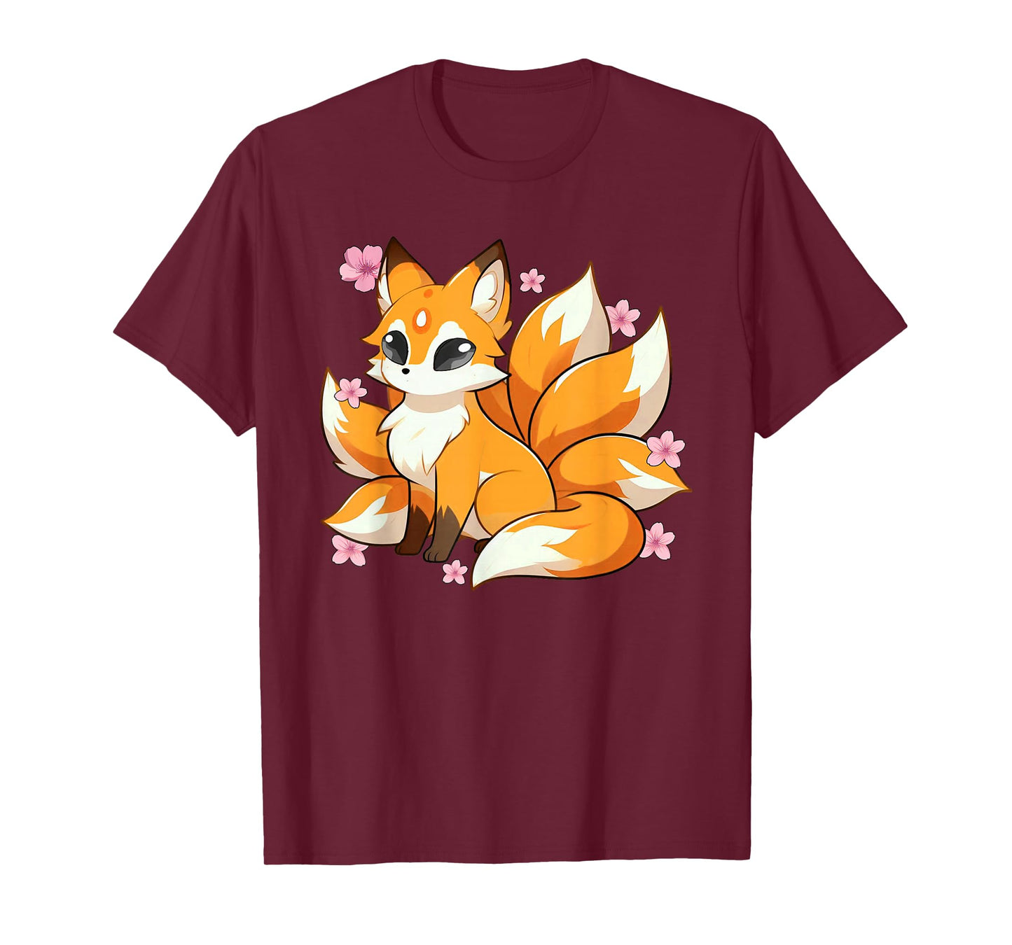 Nine Tails Fox Kitsune Japanese Cherry Blossoms T-Shirt