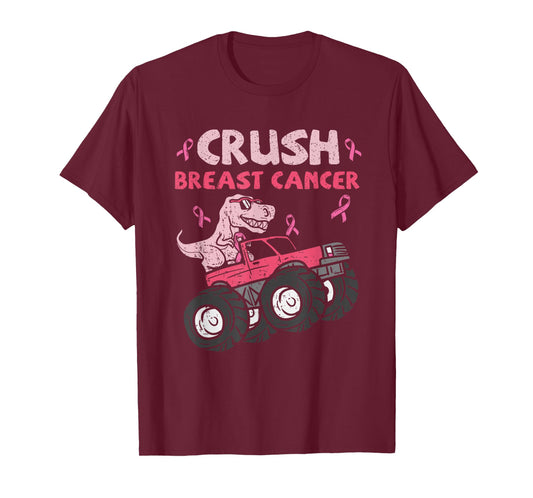 Crush Breast Cancer Awareness Monster Truck Pink Ribbon T-Shirt