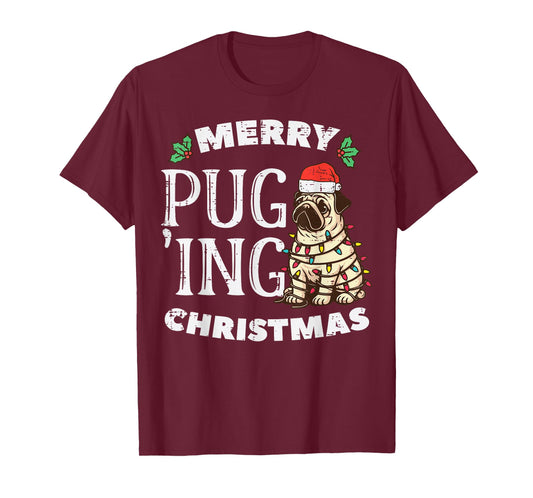 Merry Pug Ing Christmas Dog Cute Puging Xmas Men Women Kids T-Shirt