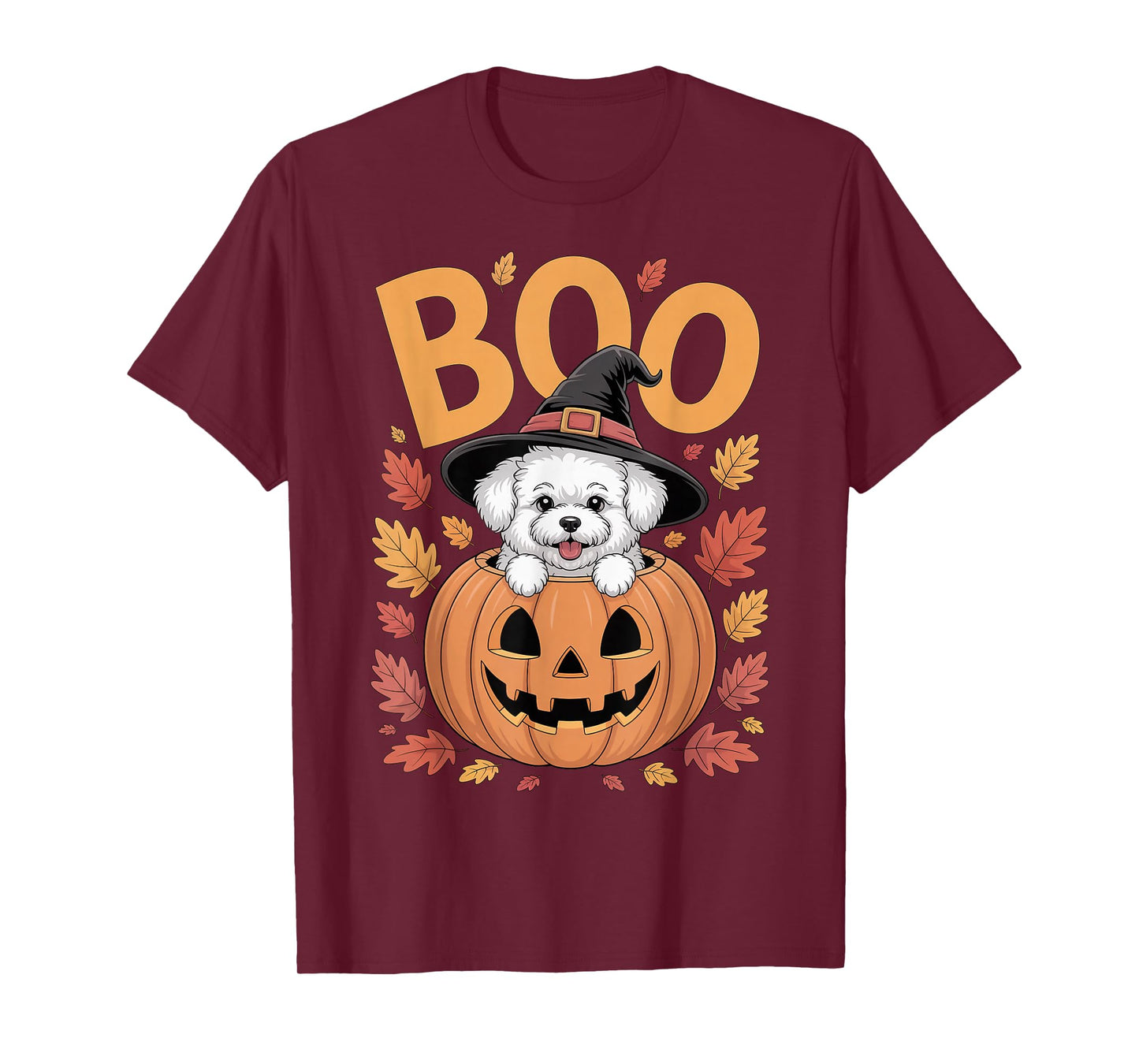 Bichon Costume on Pumpkin Halloween Bichon Frise T-Shirt