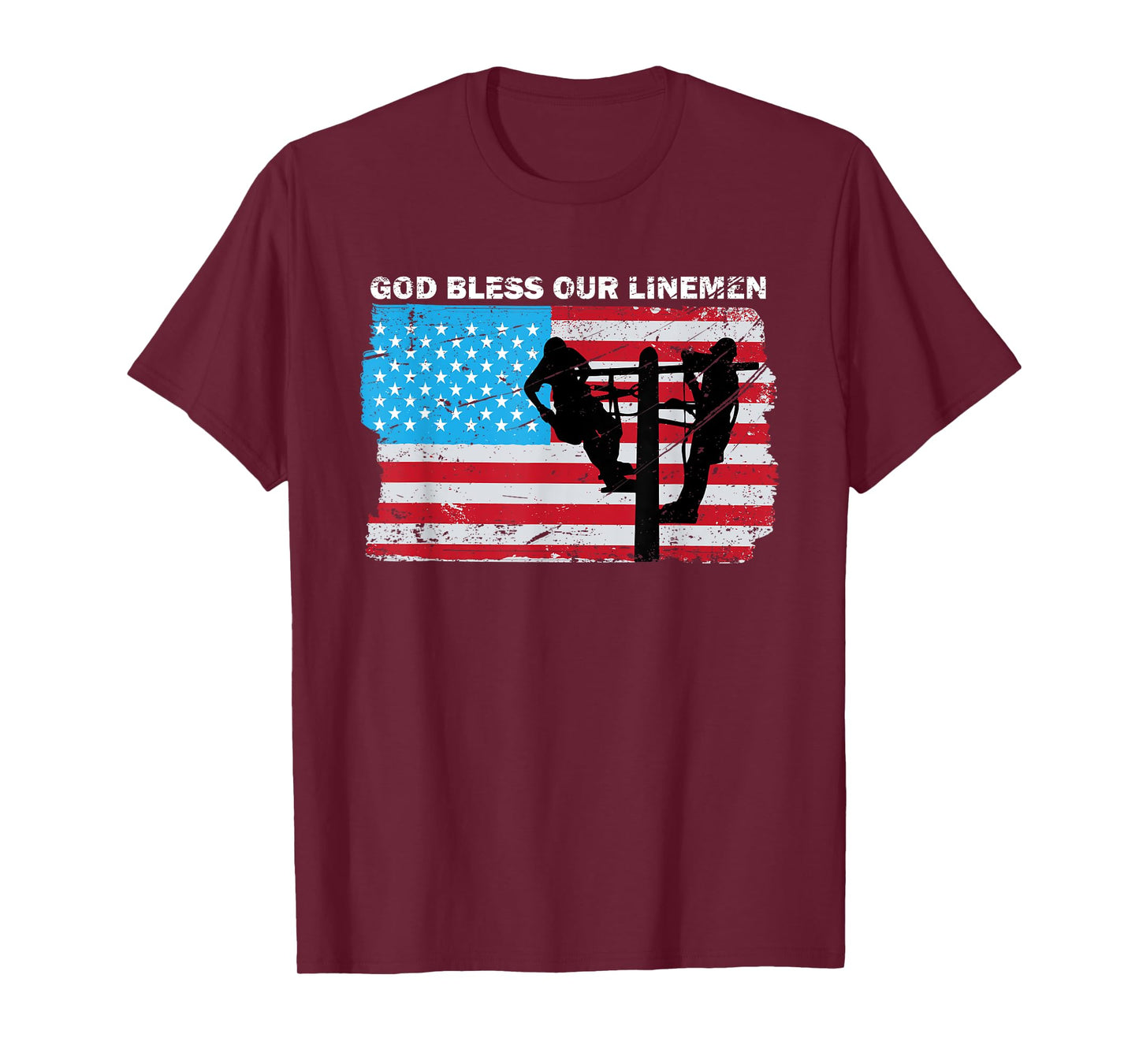God Bless Our Linemen USA Flag Line Workers Pride Lineman T-Shirt