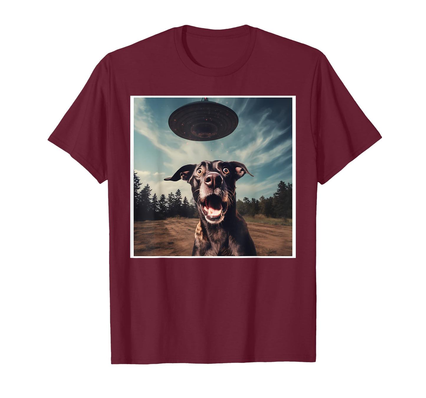 Dog Selfie with UFOs Alien Extraterrestrial UFO Believer Men Women T-Shirt