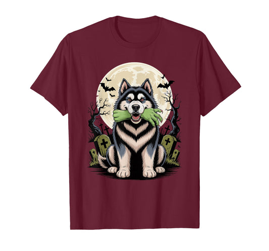 Halloween Moon Zombie Hand Alaskan Malamute T-Shirt