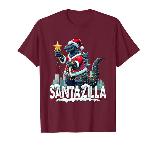 Kaiju Christmas Santazilla Japanese Monster Dinosaur Boys T-Shirt