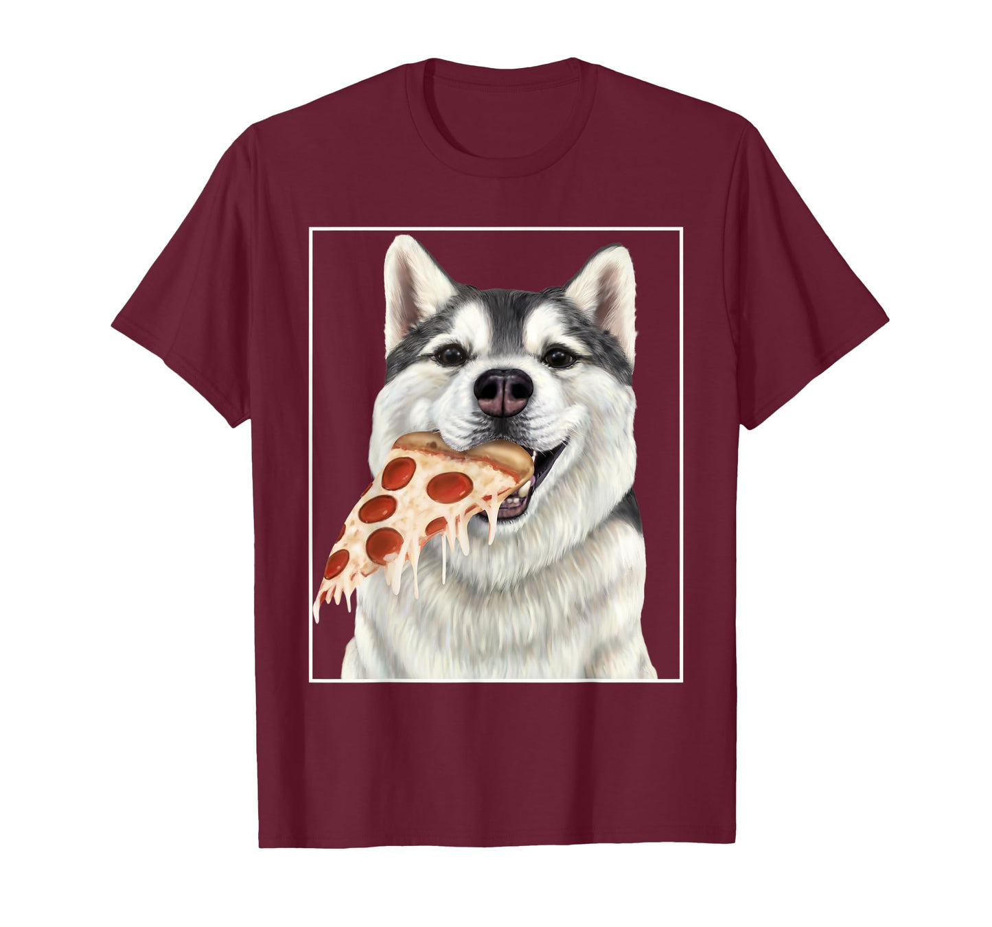 Husky eating pizza. - Dog with pizza slices Men Women Kids T-Shirt